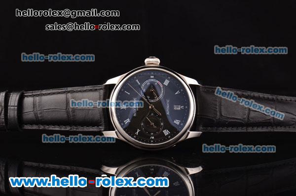 Patek Philippe Complications Asia ST22 Automatic Stainless Steel Case with Black Leather Strap and Black Dial Roman Markers - Click Image to Close